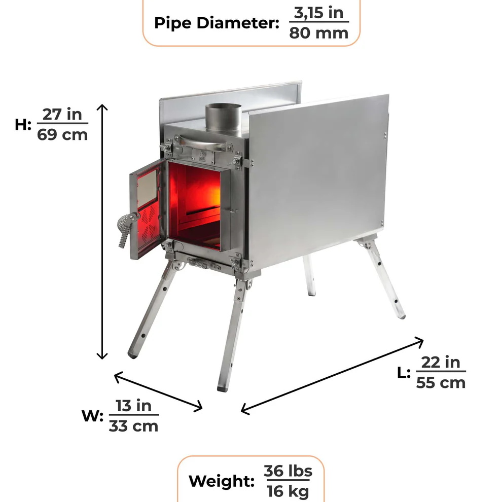 RBM All-Seasons tent Hexagon for 2-9 person + Wood Stove Caminus M + Three-Layer Floor - Image 3