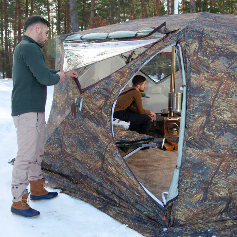 RBM All-Seasons tent Hexagon for 2-9 person + Wood Stove Caminus M + Three-Layer Floor - Image 8