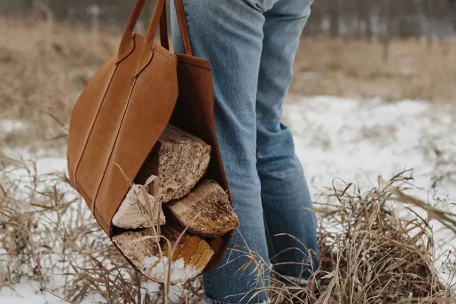 Suede Firewood Carrier | Log Tote by Forestbound - Image 6