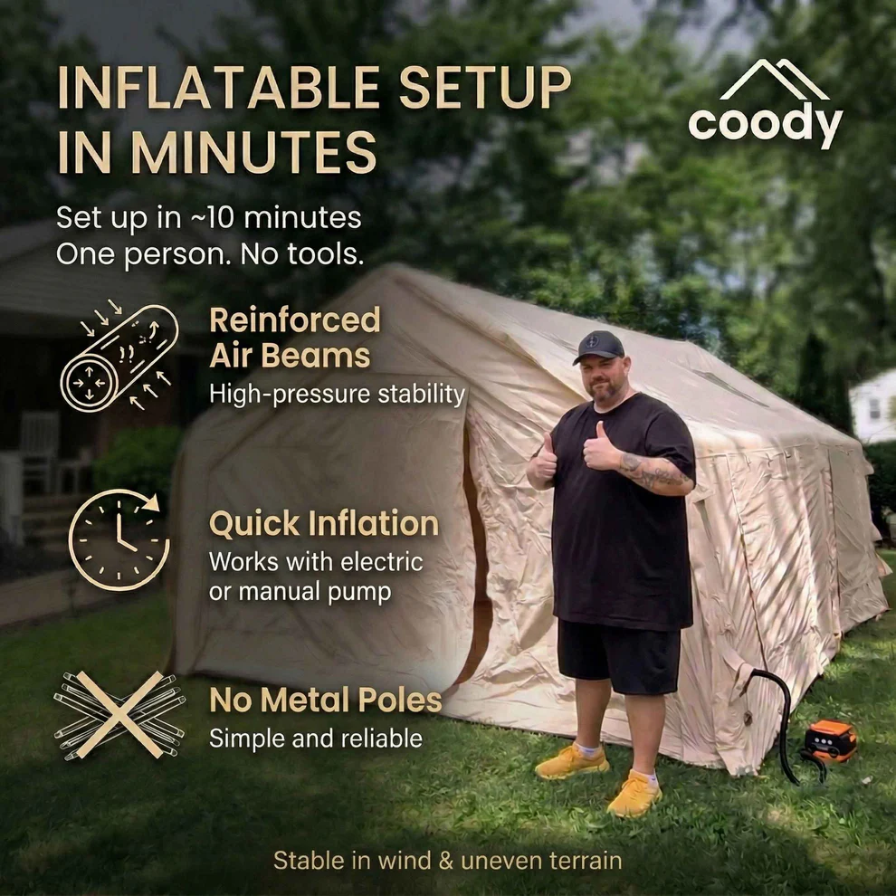 Coody 17.2 (Koala-7) Beige Inflatable Tent House for Camping (2-10 person) - Image 5