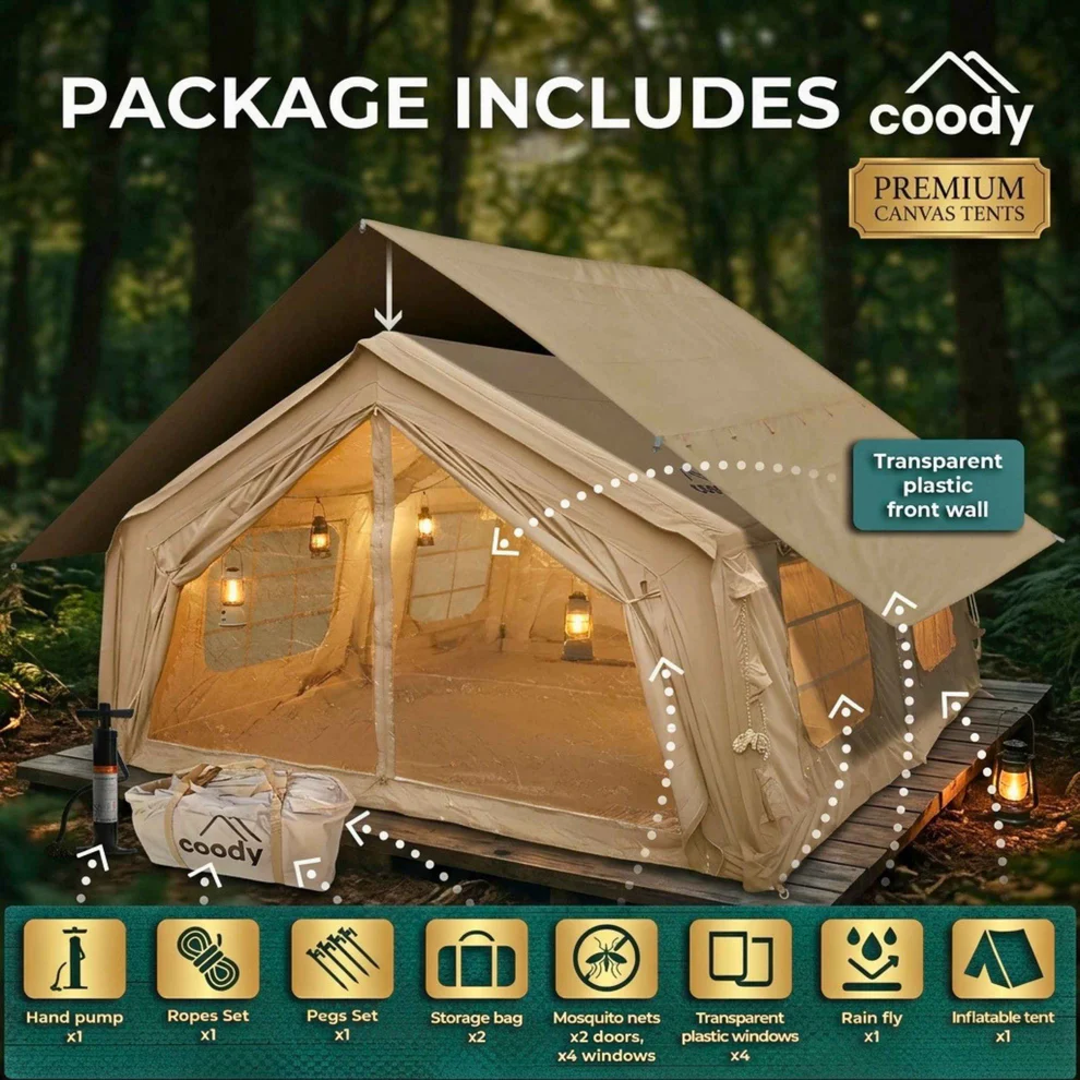 Coody 17.2 (Koala-7) Beige Inflatable Tent House for Camping (2-10 person) - Image 3